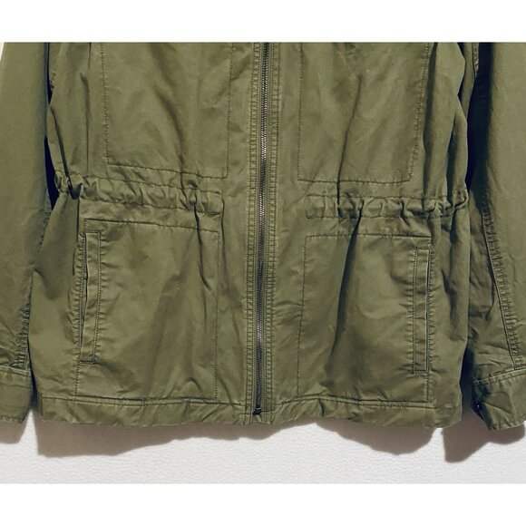 J Crew Jacket Womens Large Olive Green Utility Pockets Full Zip Cotton Military - Picture 3 of 7
